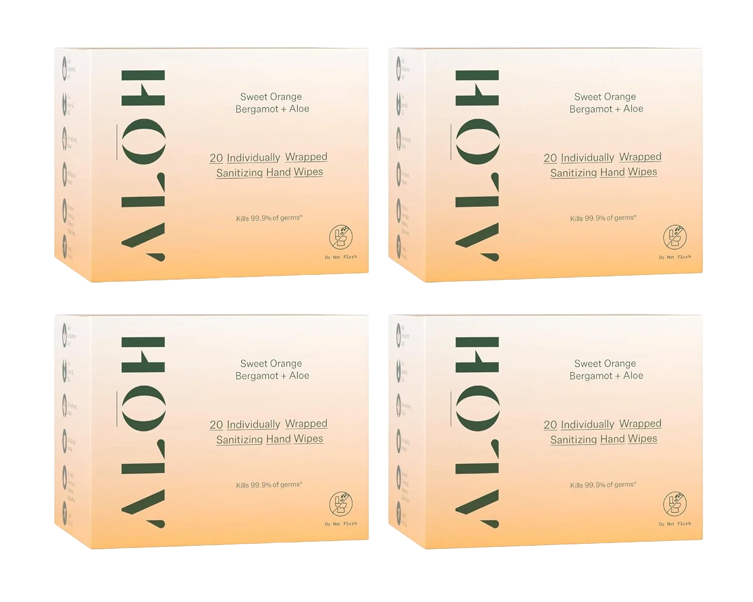Aloh Sweet Orange Bergamot + Aloe Individually Wrapped Sanitizing Hand Wipes