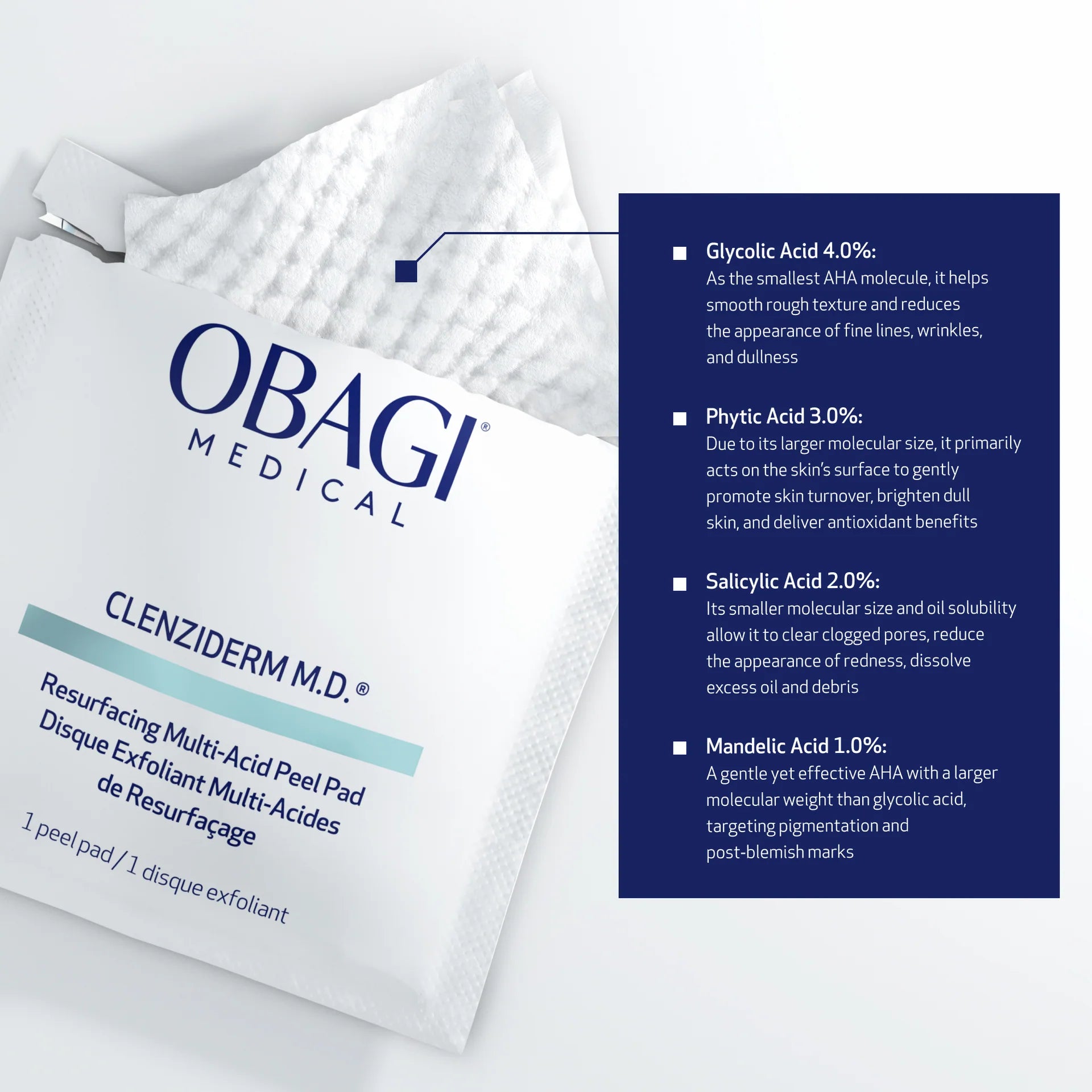 Obagi CLENZIDERM M.D.® Resurfacing Multi-Acid Peel Pads