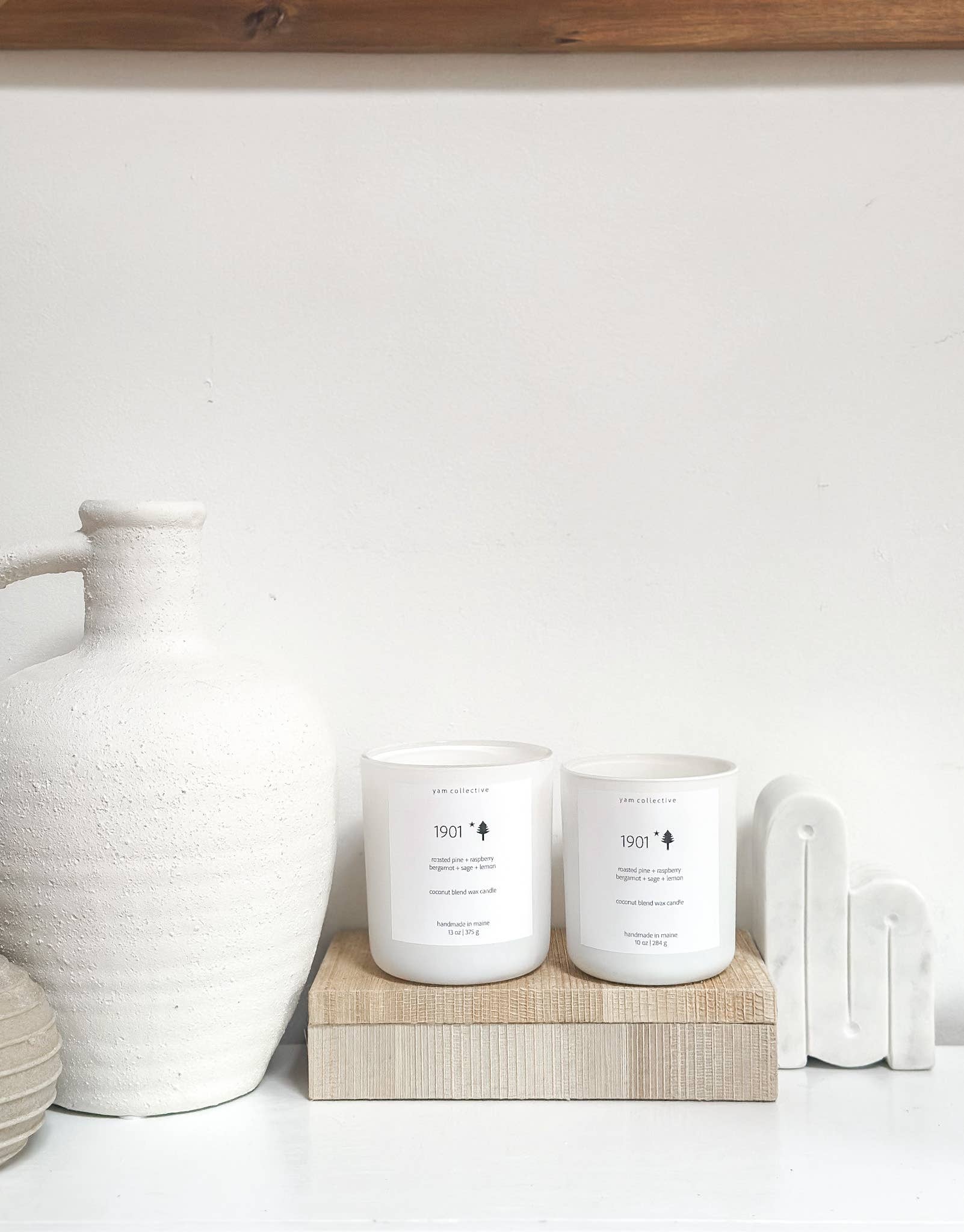 yam collective - Dog Days - 13 oz Moonflower + Sage Matte White Glass Candle