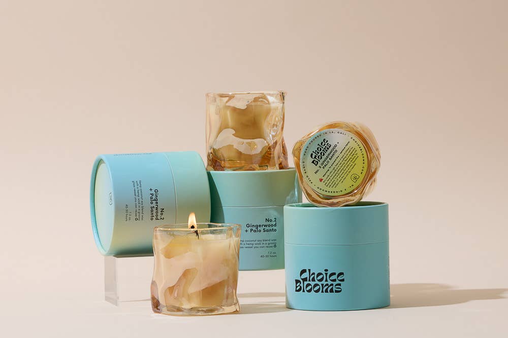 Choice Blooms - 7.2oz. No. 2 Gingerwood + Palo Santo Candle - The Look and Co
