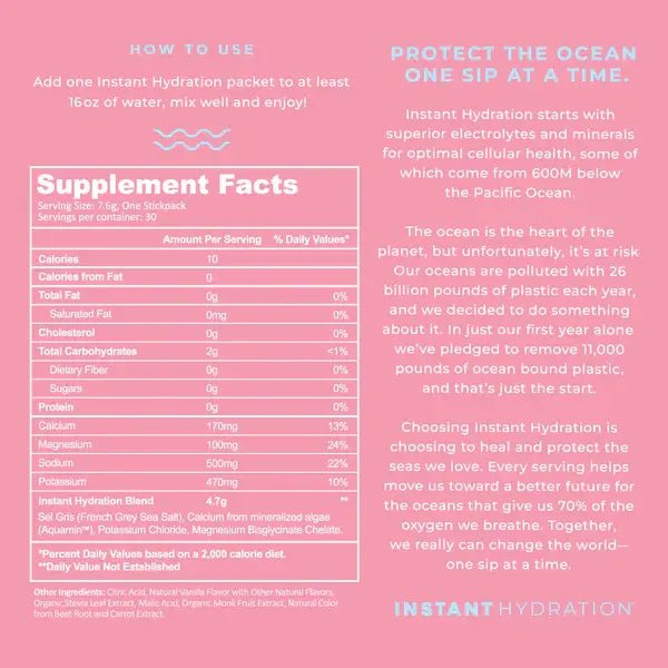 Instant Hydration - Premium Electrolyte Drink Mix: Cotton Candy - The Look and Co