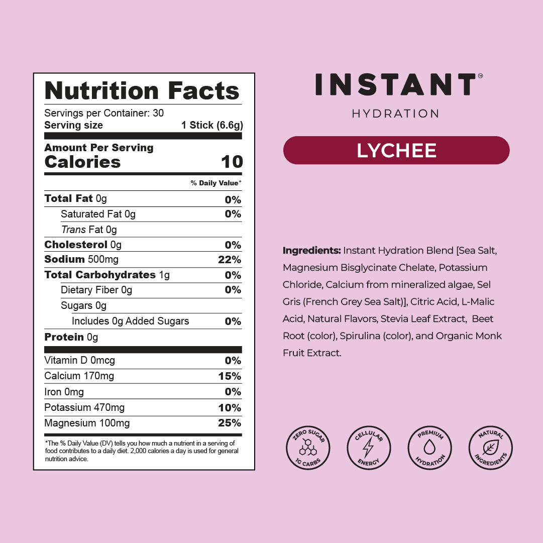 Instant Hydration - Premium Electrolyte Mix: Lychee - The Look and Co
