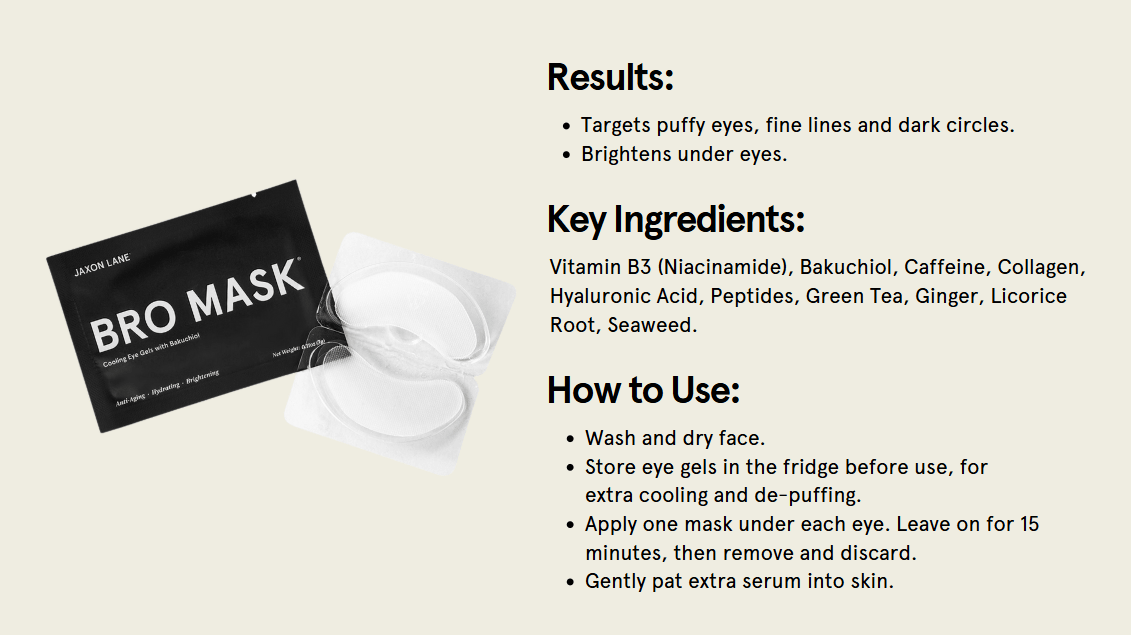 JAXON LANE - BRO MASK Hydrogel Cooling Eye Gels (Single) Men&