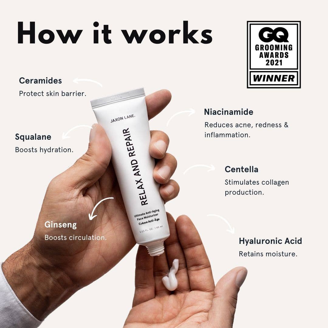 JAXON LANE - RELAX AND REPAIR Anti - Aging Face Moisturizer Men Skin Care - The Look and Co