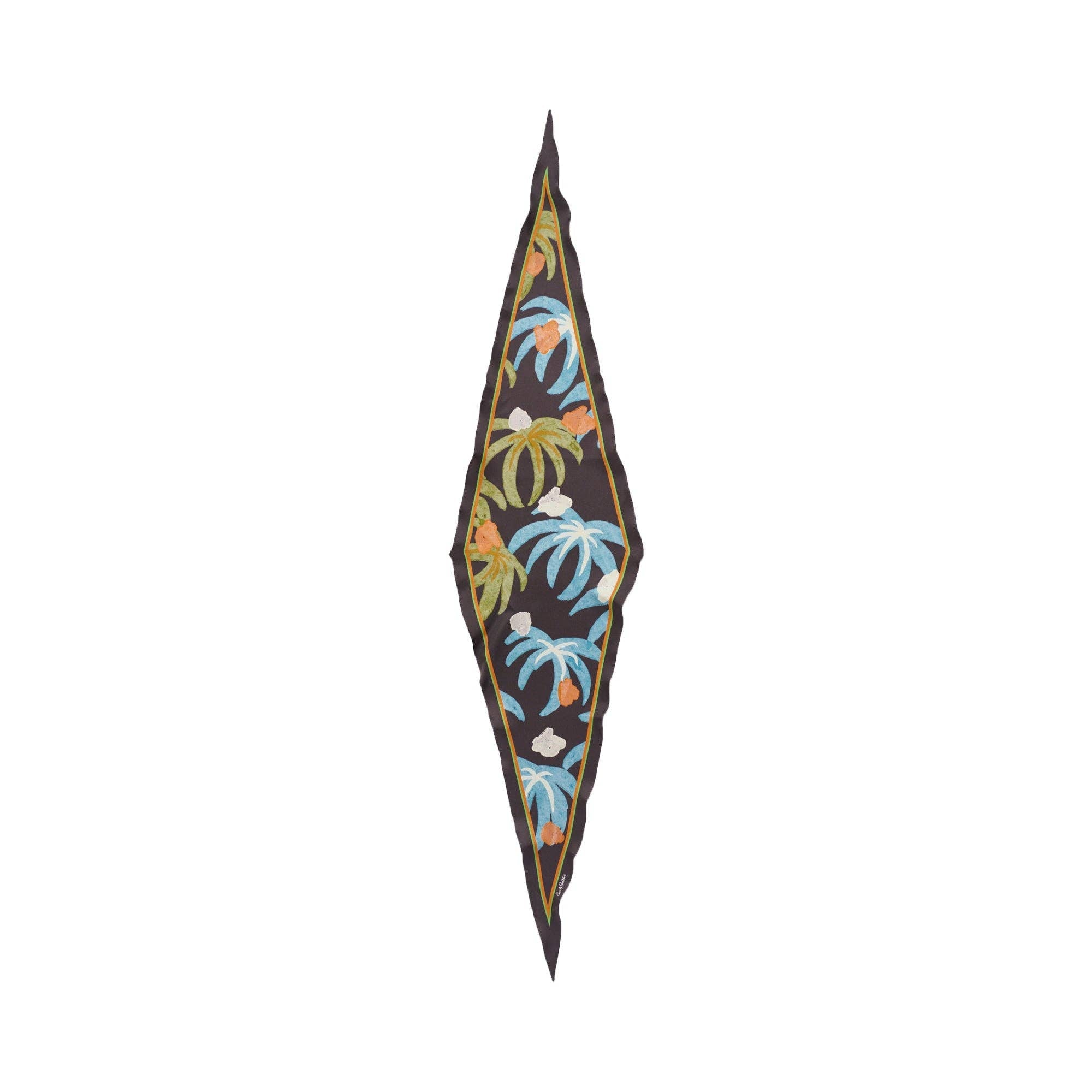 Lost Pattern NYC - "Ethereal Mirage" Silk Diamond Neckerchief - Dark Brown - The Look and Co