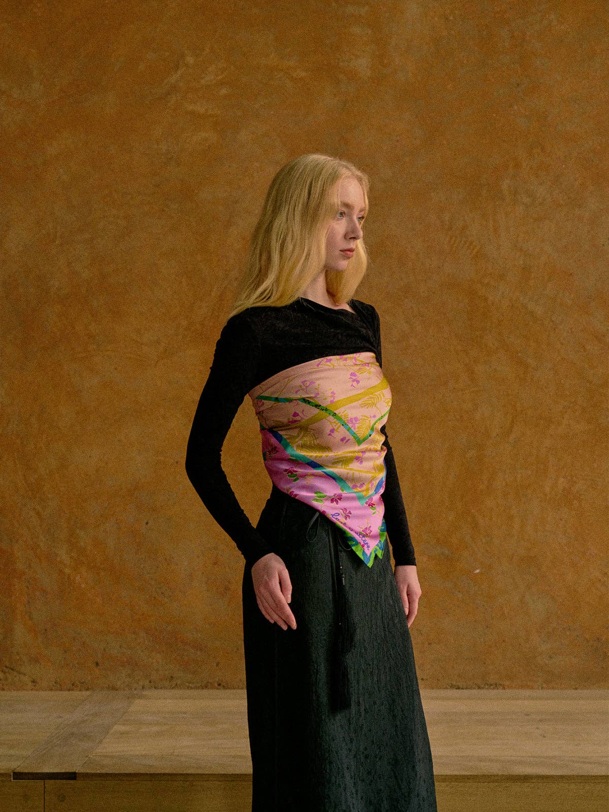 Lost Pattern NYC - "Floral Tapestry" Large Silk Scarf - Pink - The Look and Co