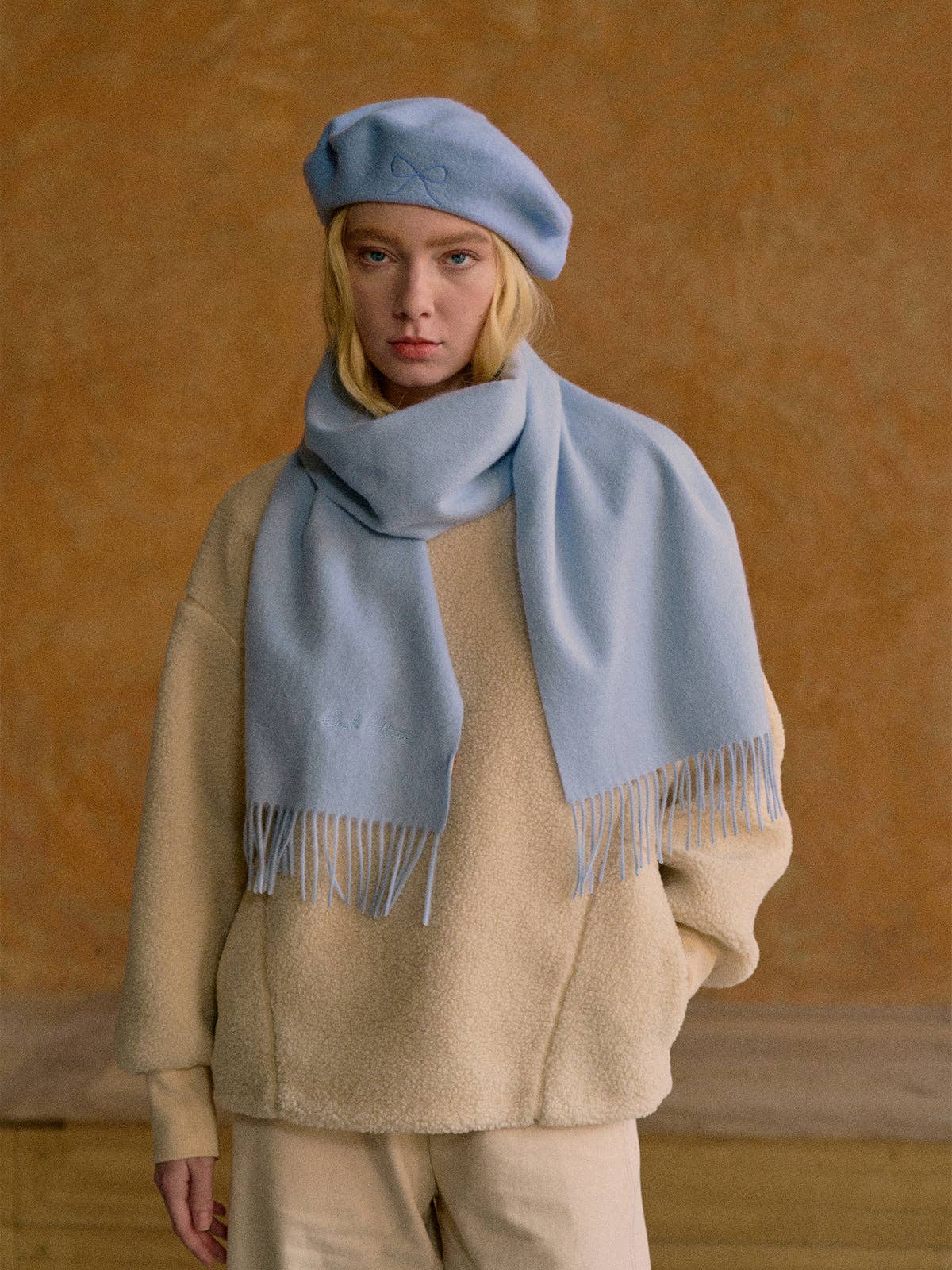 Lost Pattern NYC - "Lost in Warmth" Classic Cashmere Scarf - Light Blue - The Look and Co