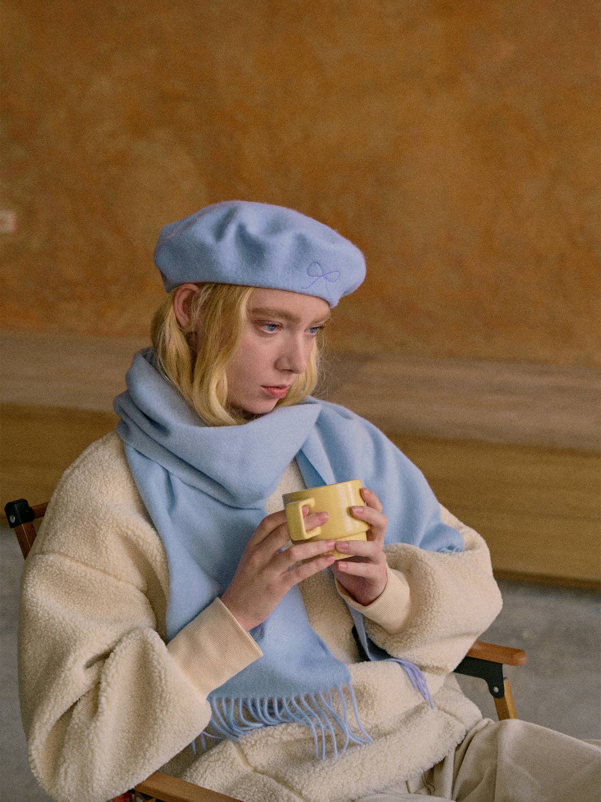 Lost Pattern NYC - "Lost in Warmth" Classic Cashmere Scarf - Light Blue - The Look and Co