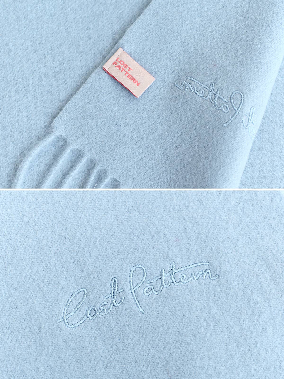 Lost Pattern NYC - "Lost in Warmth" Classic Cashmere Scarf - Light Blue - The Look and Co