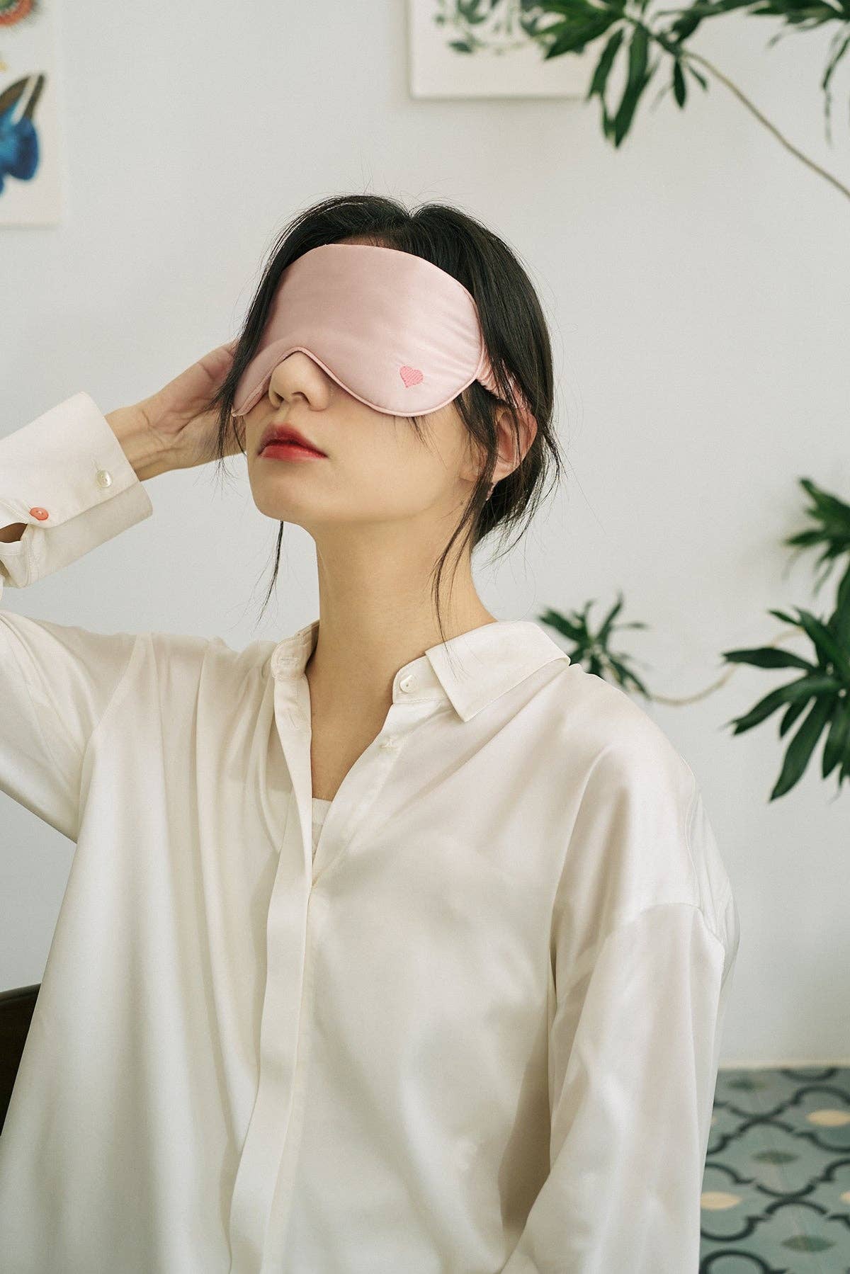 Lost Pattern NYC - “Love Heart” Silk Sleep Eye Mask - Pink - The Look and Co
