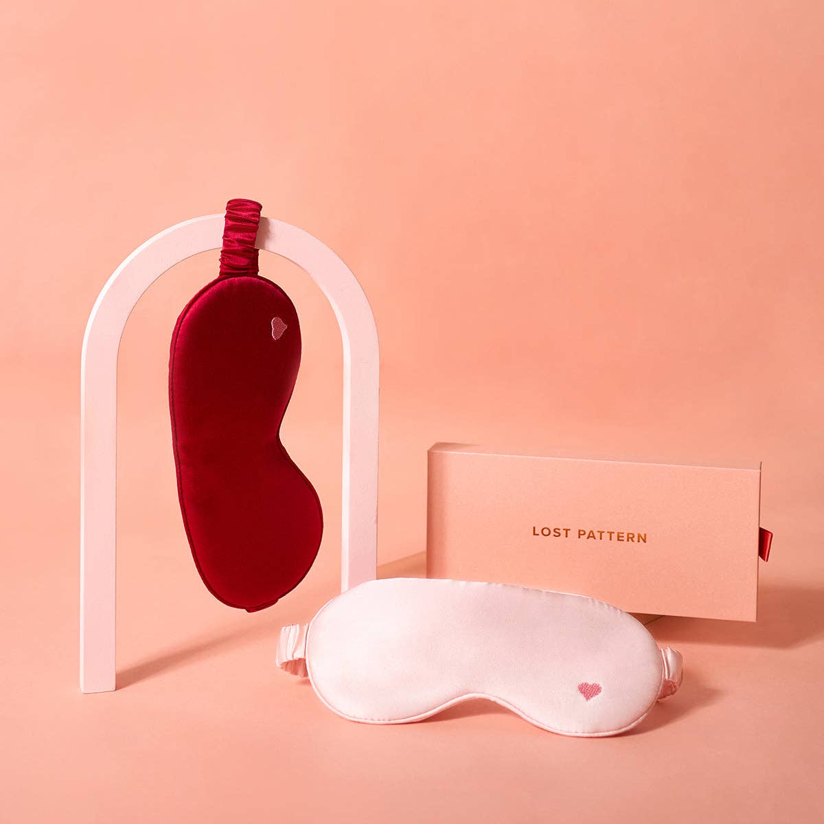 Lost Pattern NYC - “Love Heart” Silk Sleep Eye Mask - Pink - The Look and Co