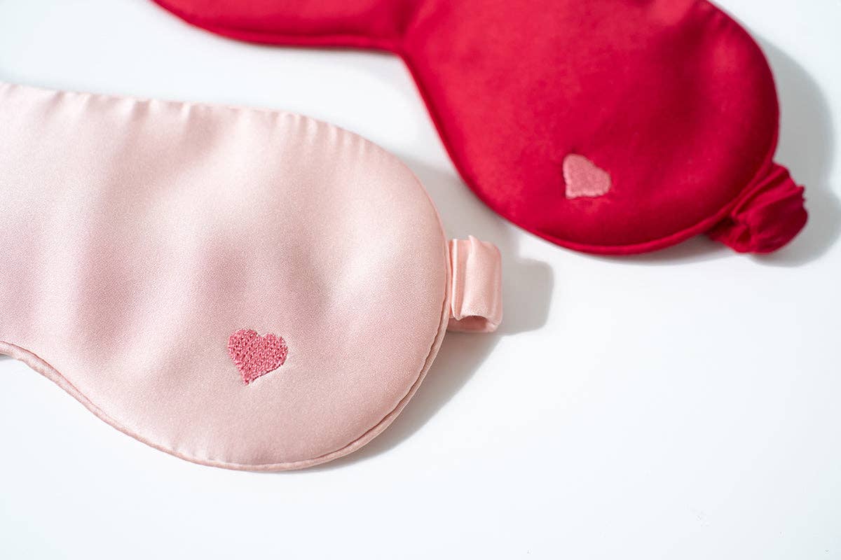 Lost Pattern NYC - “Love Heart” Silk Sleep Eye Mask - Pink - The Look and Co