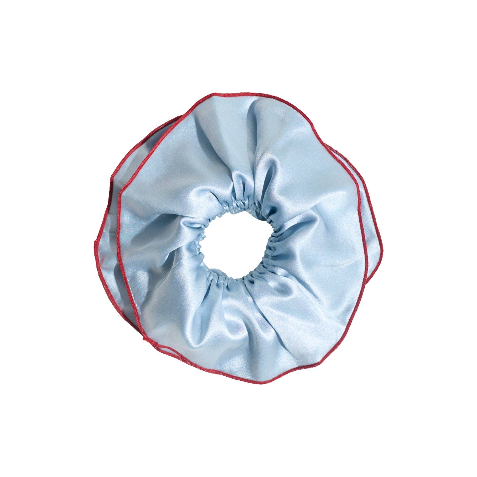 Lost Pattern NYC - "Maxi Flower" Double - Layer Oversized Silk Scrunchie - Pastel Blue - The Look and Co