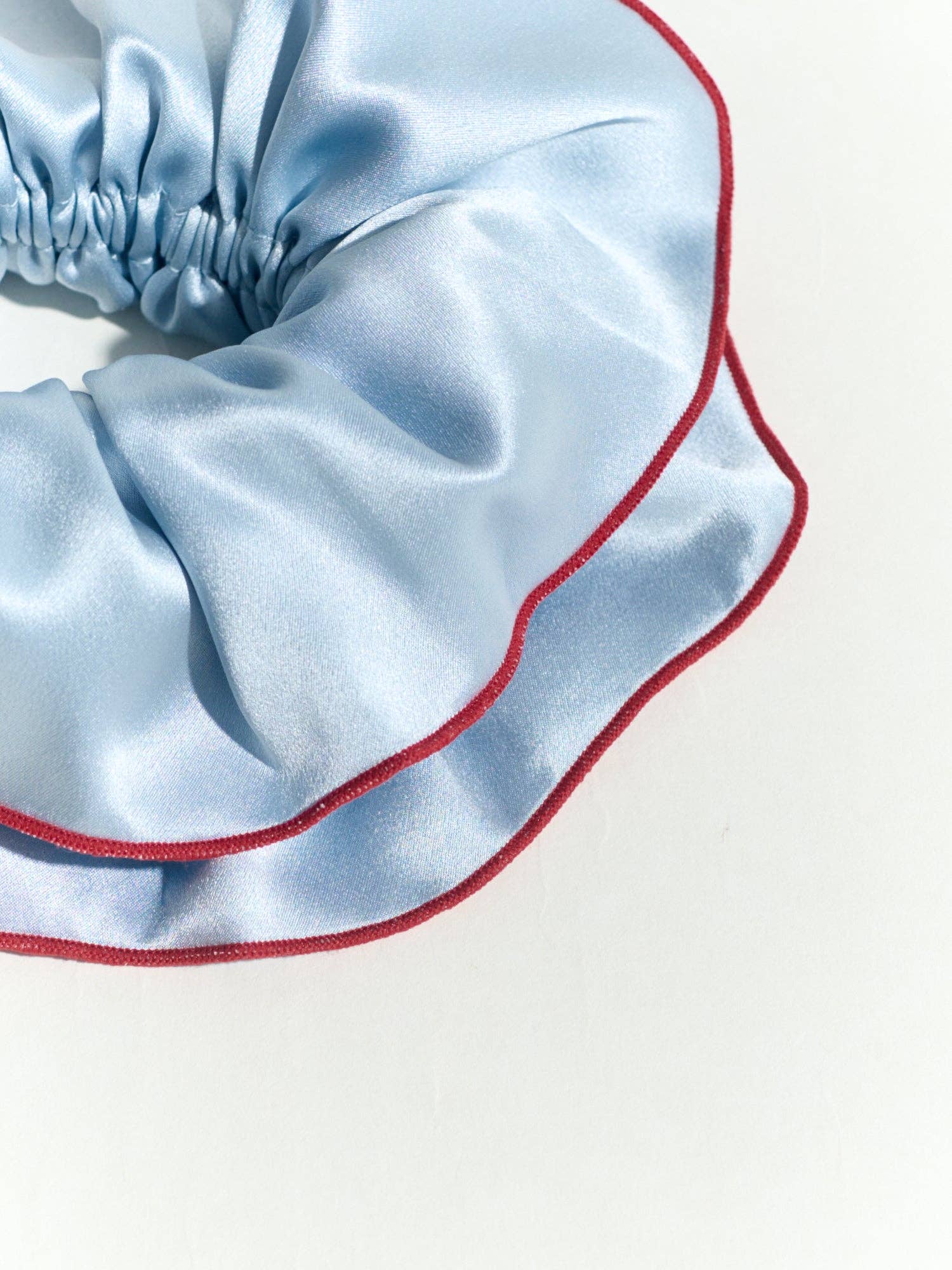Lost Pattern NYC - "Maxi Flower" Double - Layer Oversized Silk Scrunchie - Pastel Blue - The Look and Co