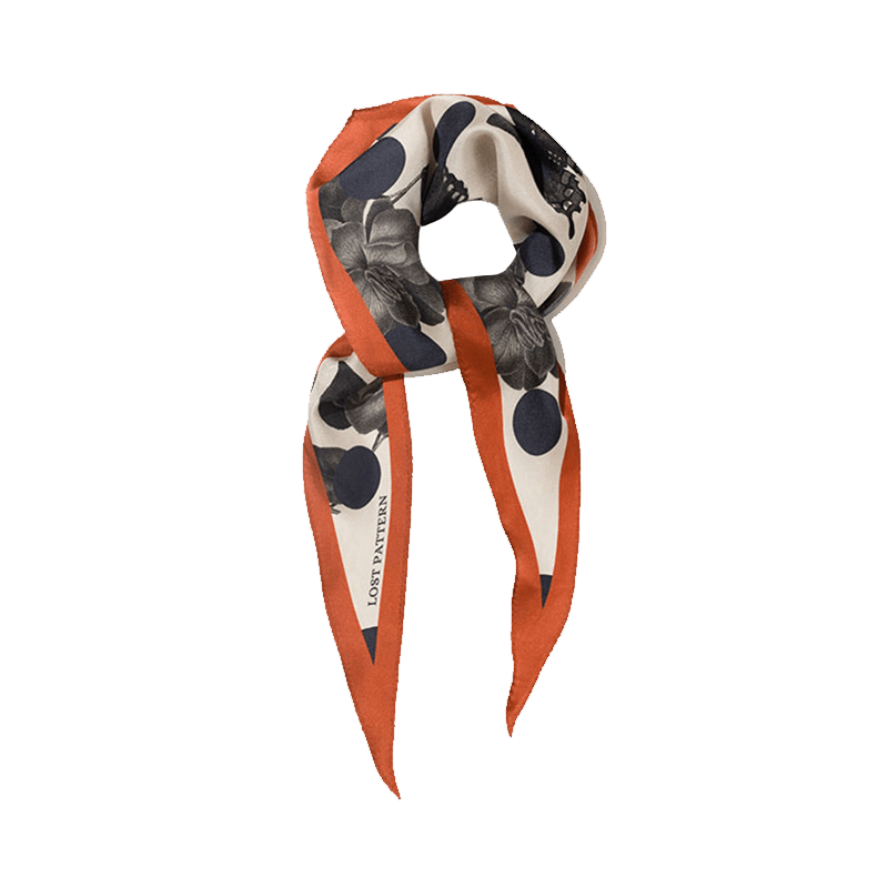 Lost Pattern NYC - "Noir Floral" Silk Diamond Neckerchief - The Look and Co