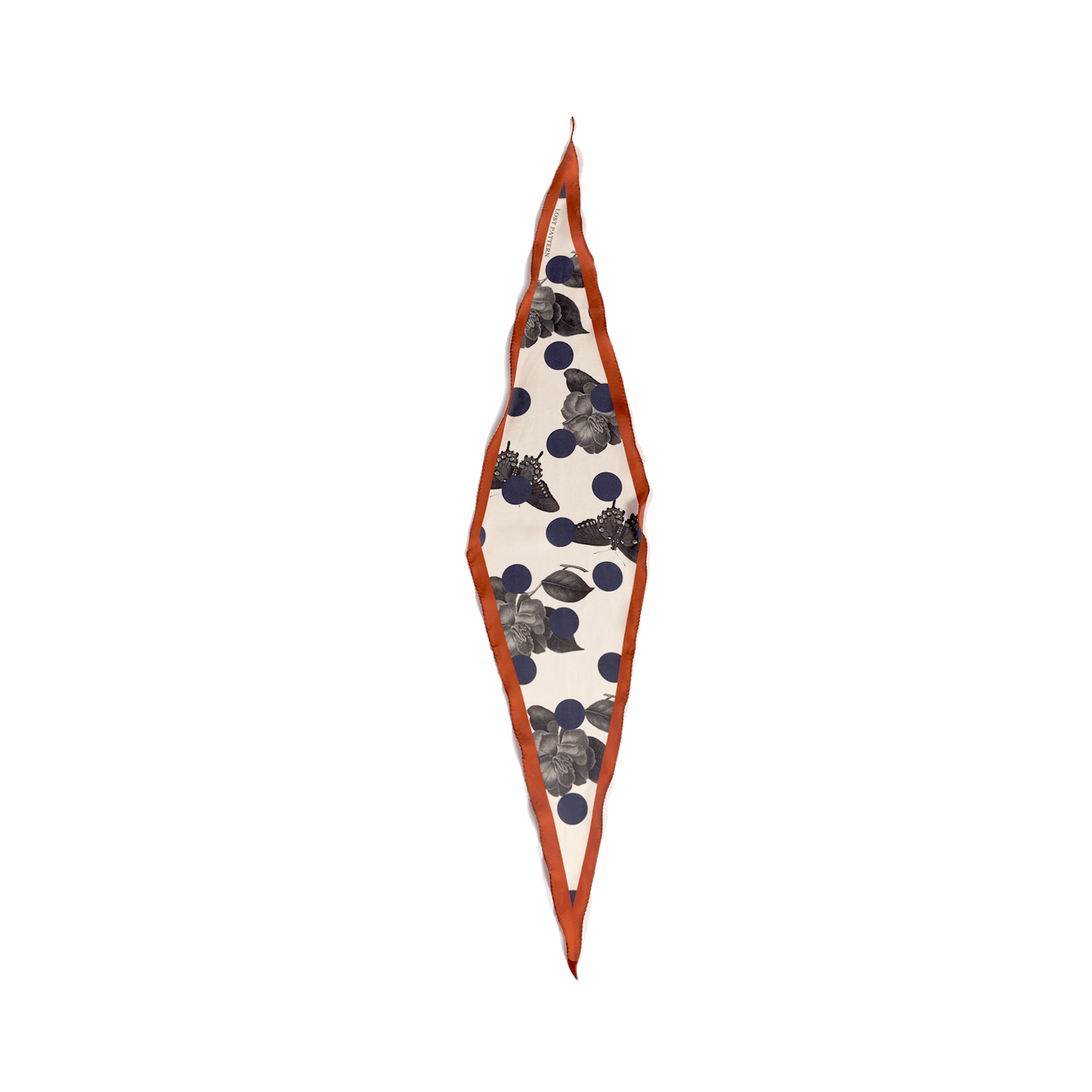 Lost Pattern NYC - "Noir Floral" Silk Diamond Neckerchief - The Look and Co