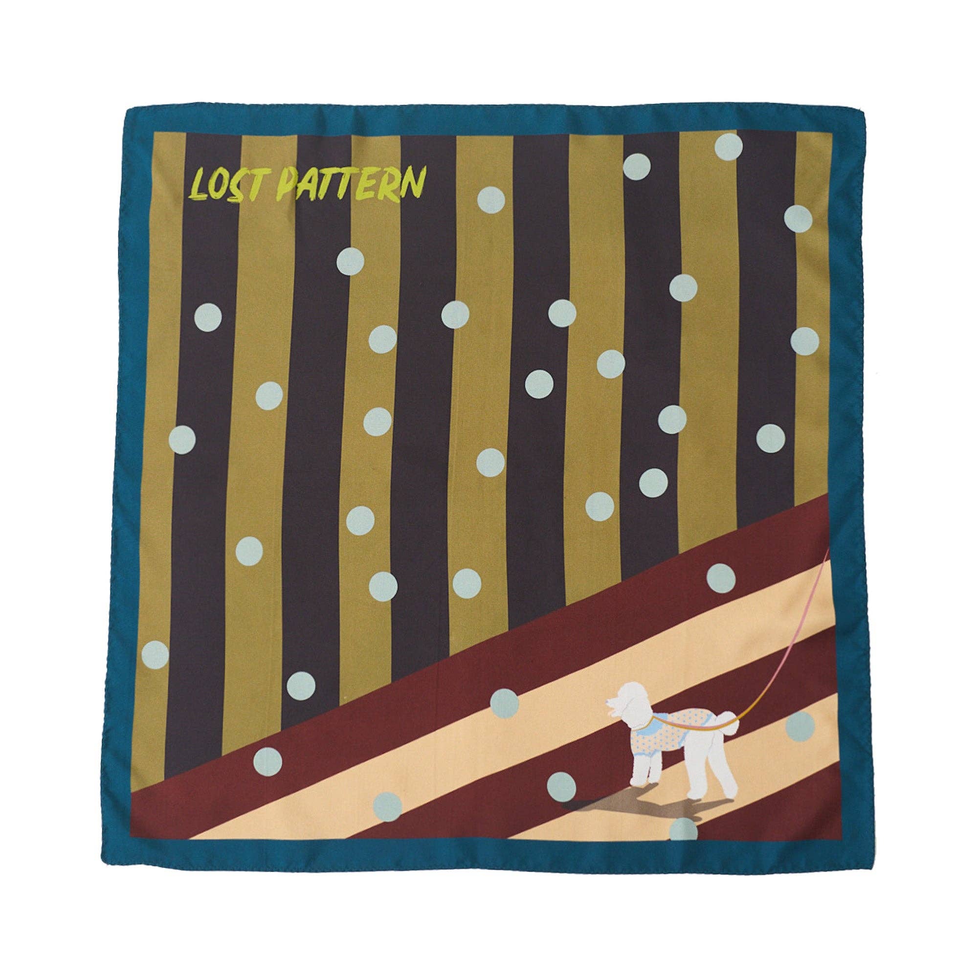 Lost Pattern NYC - "Pandita the Dog" Silk Bandana - Coffee - The Look and Co