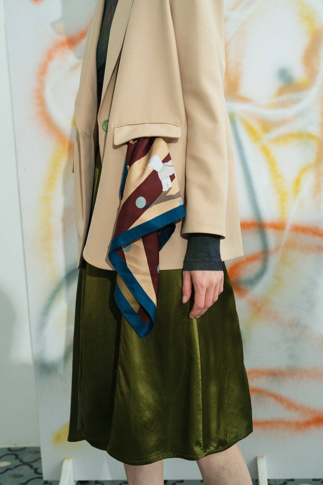 Lost Pattern NYC - "Pandita the Dog" Silk Bandana - Coffee - The Look and Co