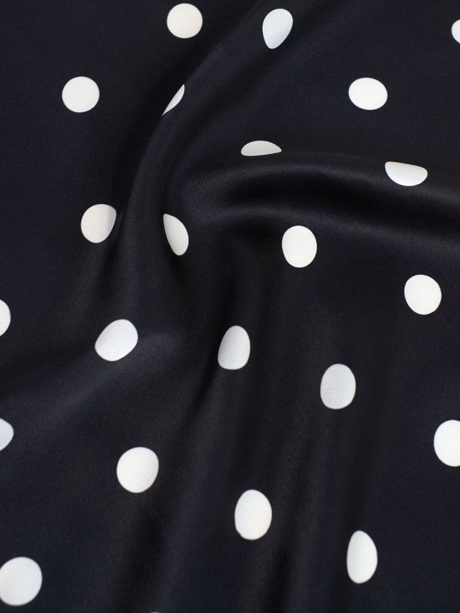 Lost Pattern NYC - "Retro Polka" Silk Bandana Scarf - Black & White - The Look and Co