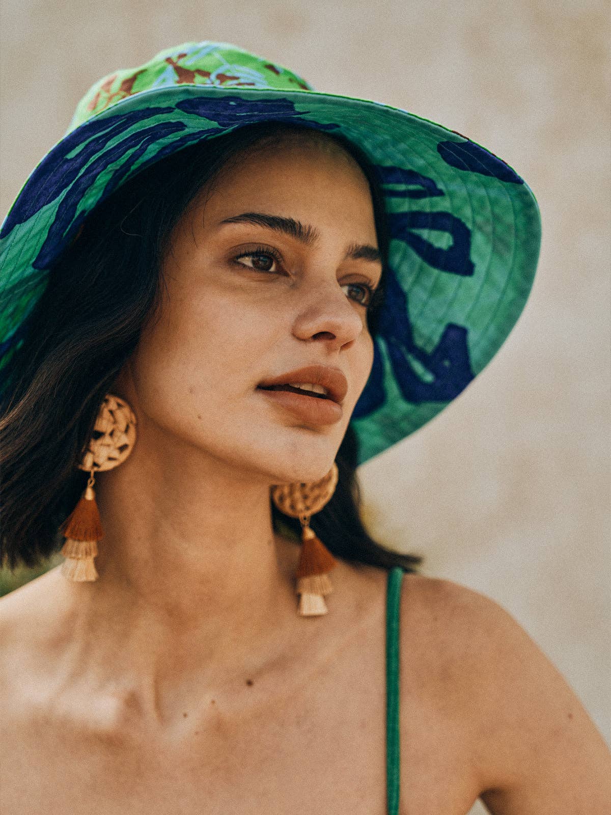 Lost Pattern NYC - “Tropical Bliss” Reversible Sun Hat - Ocean Blue - The Look and Co
