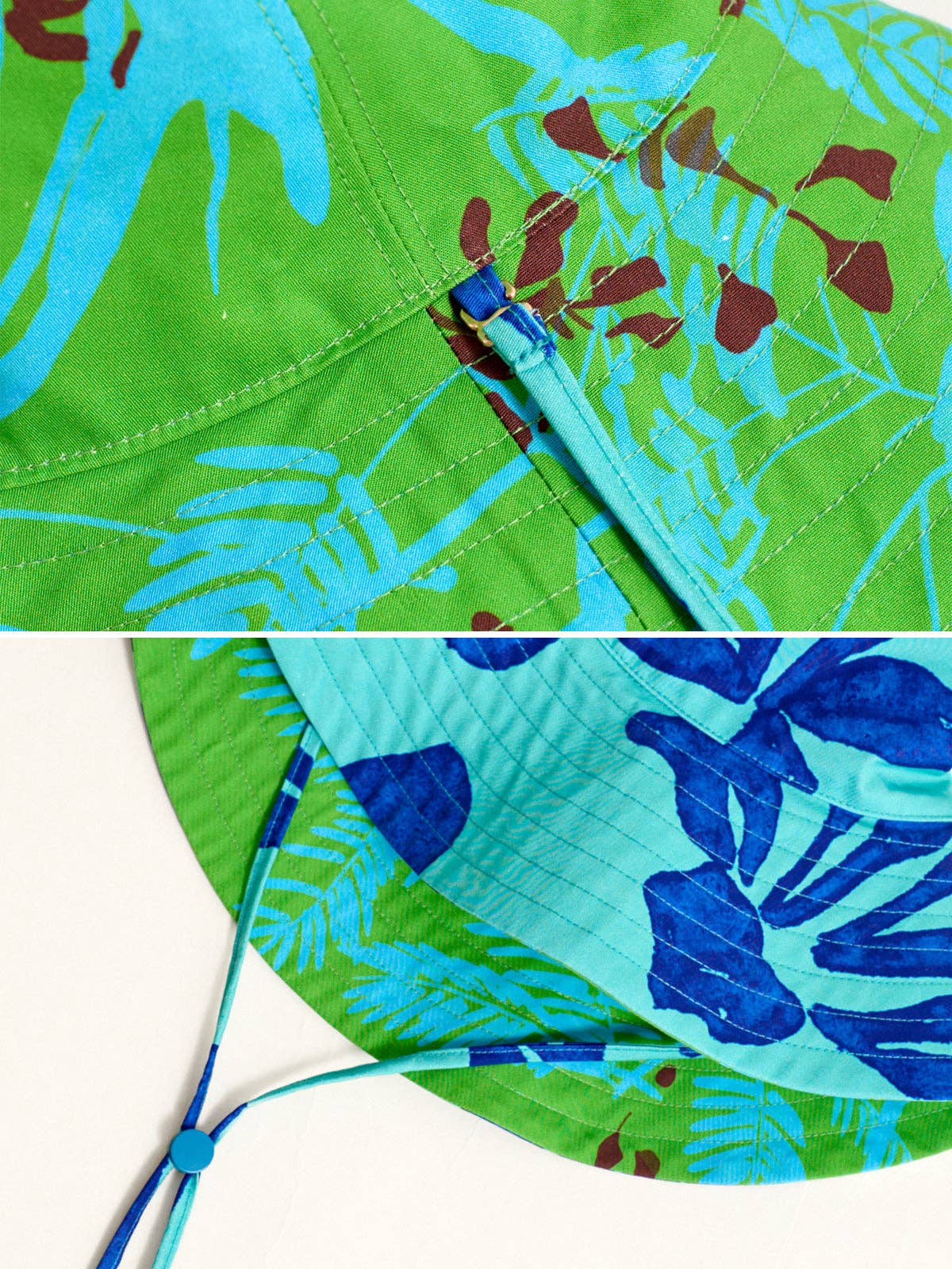 Lost Pattern NYC - “Tropical Bliss” Reversible Sun Hat - Ocean Blue - The Look and Co