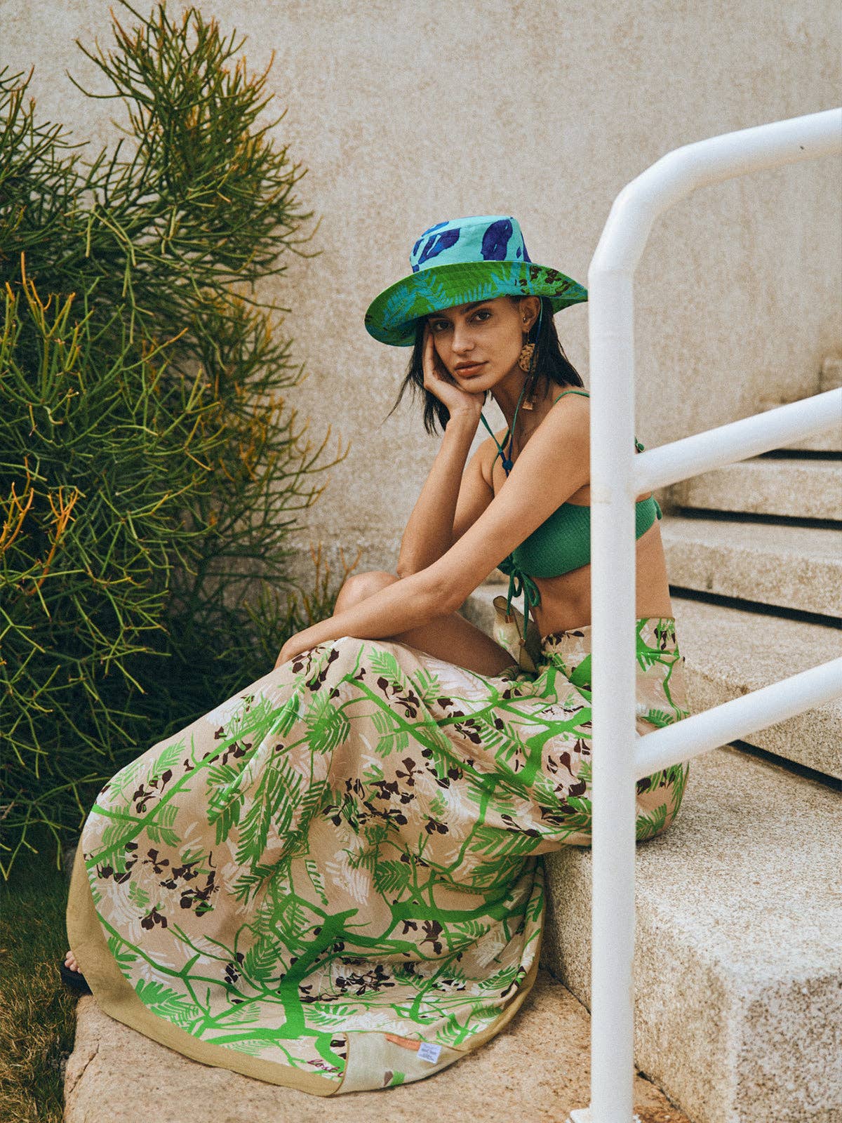 Lost Pattern NYC - “Tropical Bliss” Reversible Sun Hat - Ocean Blue - The Look and Co