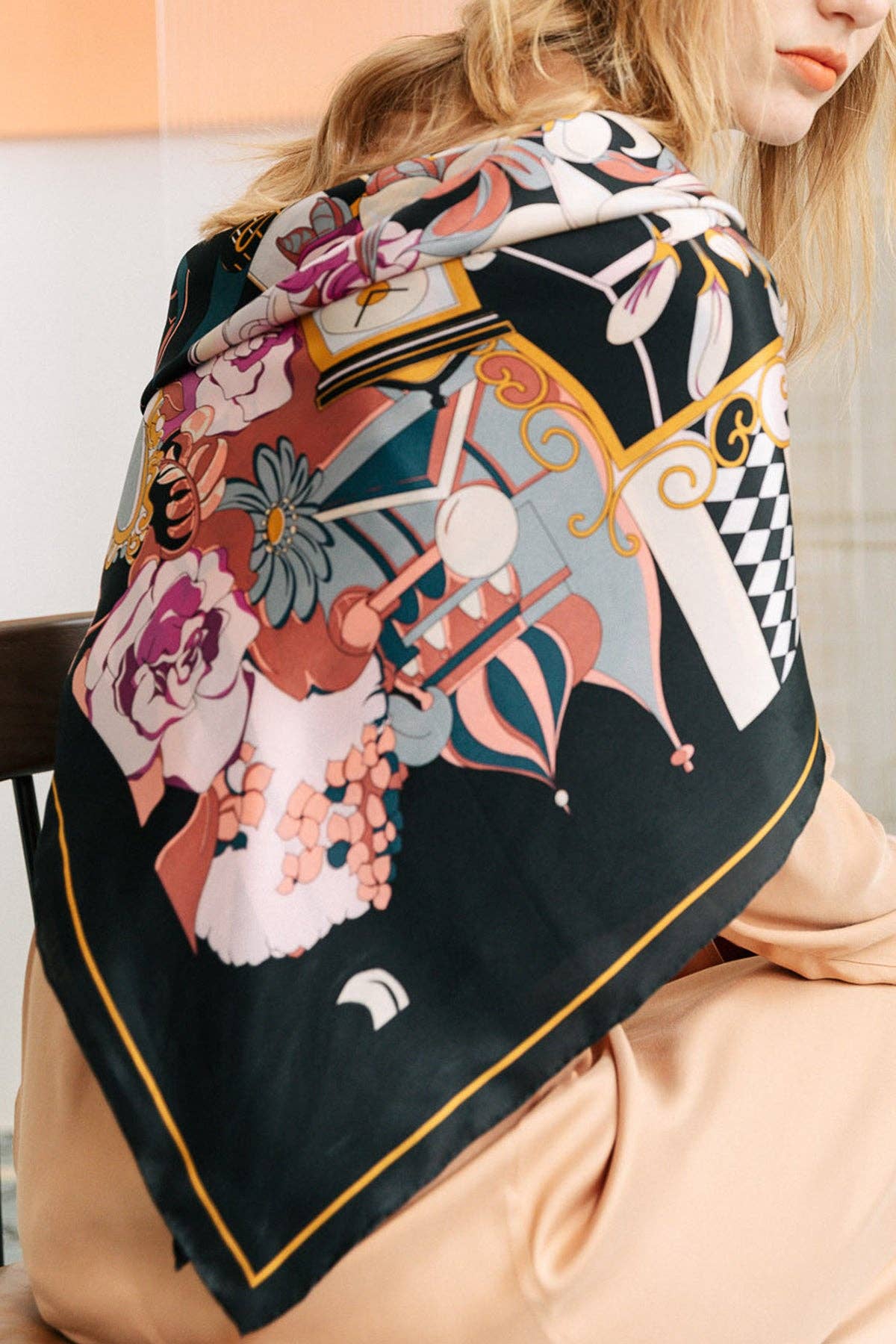 Lost Pattern NYC - "Vintage Blooms" Large Silk Square Scarf - The Look and Co