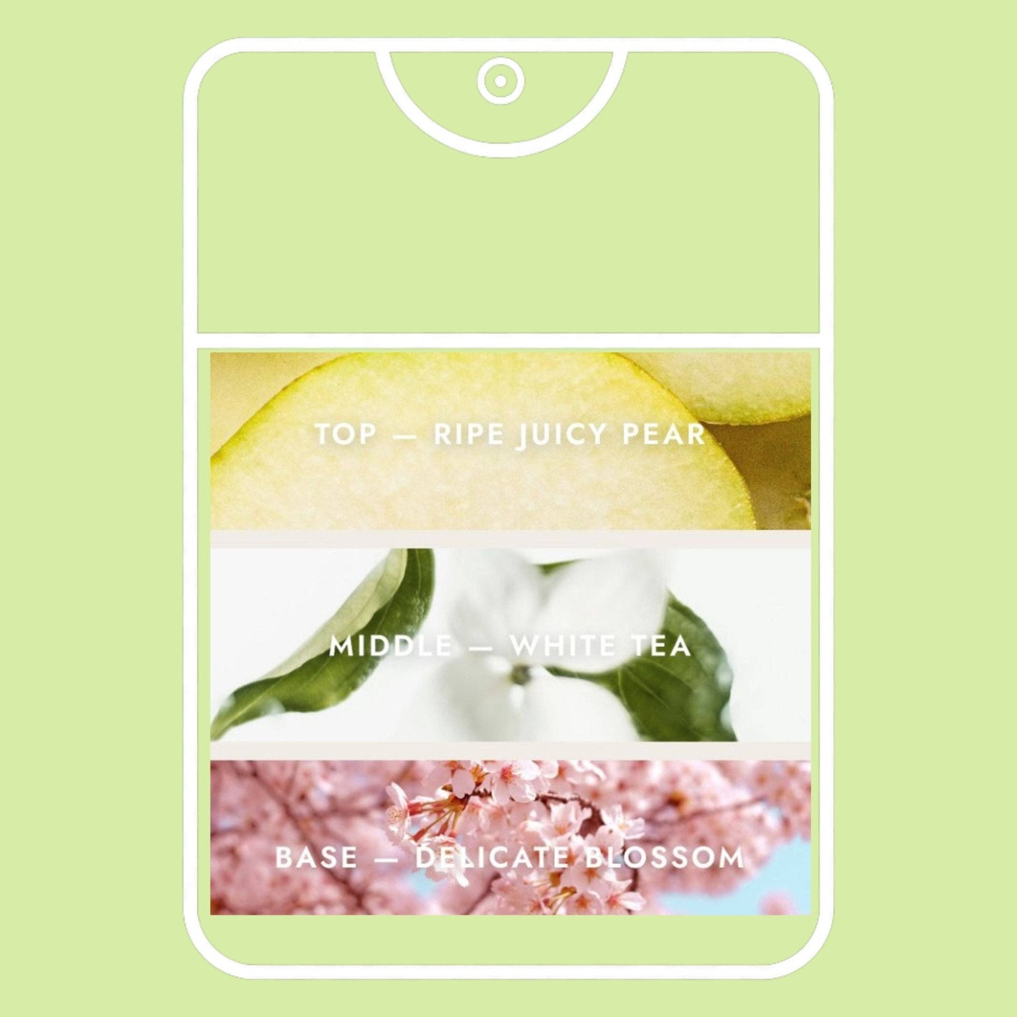 Noshinku - Refillable Pear Blossom Tea Hydrating Pocket Hand Sanitizer - The Look and Co