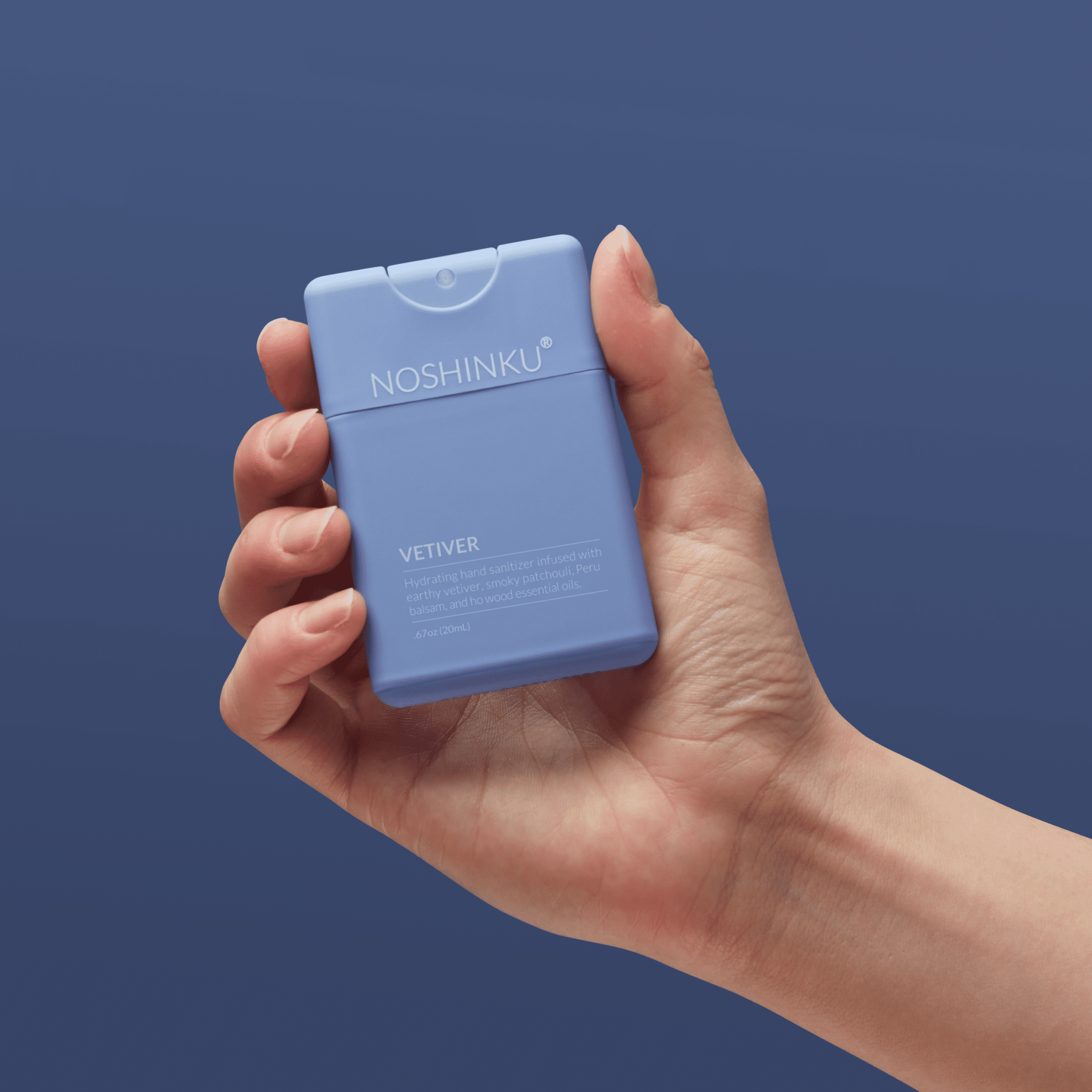 Noshinku - Refillable Vetiver Patchouli Hydrating Pocket Hand Sanitizer - The Look and Co