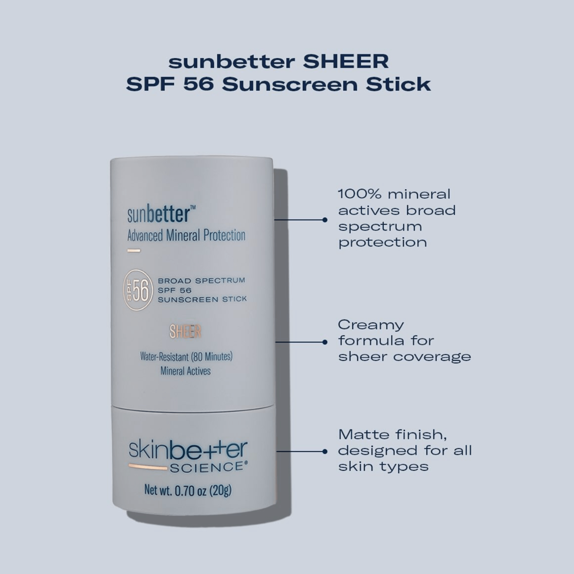 Skinbetter Science Sunbetter SHEER SPF 56 Mineral Sunscreen Stick - The Look and Co