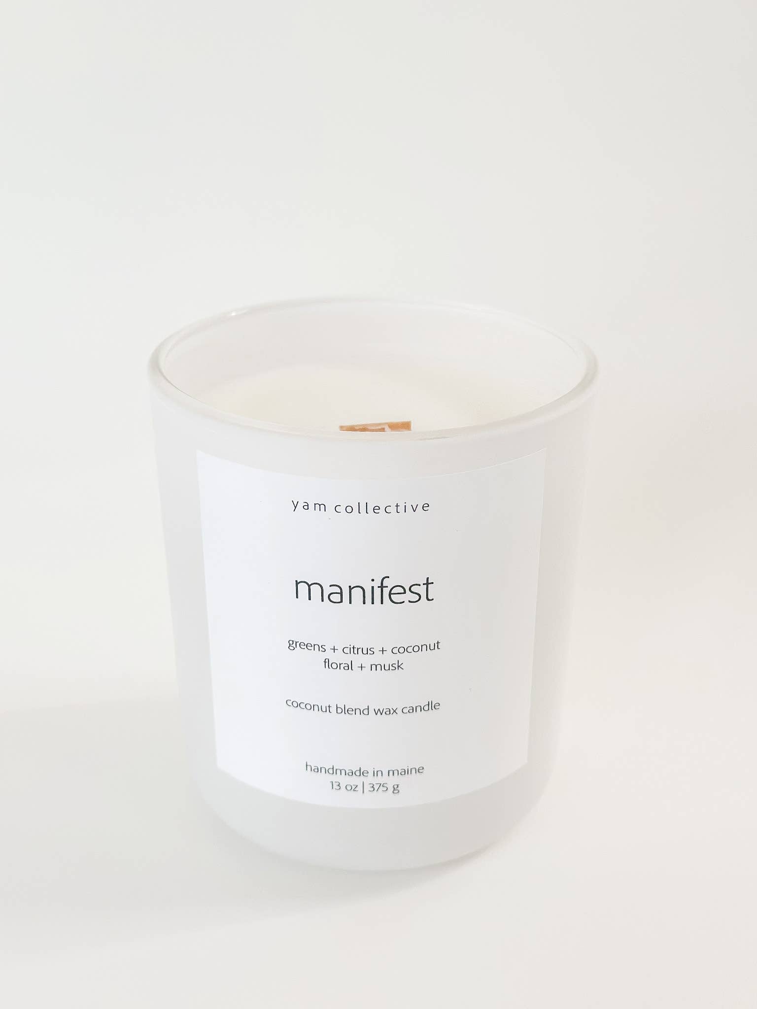 yam collective - Manifest - 13 oz Cactus Blossom Matte White Glass Candle - The Look and Co