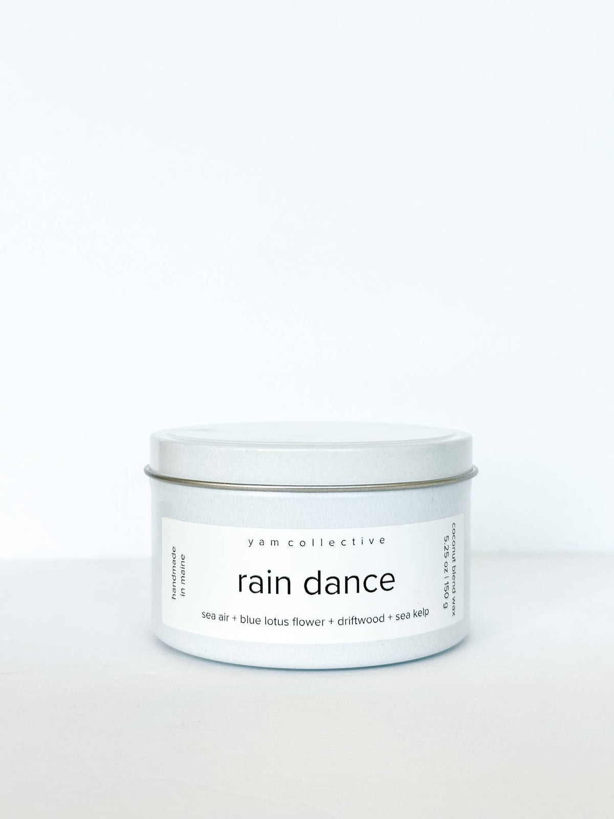 yam collective - Rain Dance - 5 oz Blue Lotus + Driftwood Cream Tin Candle - The Look and Co