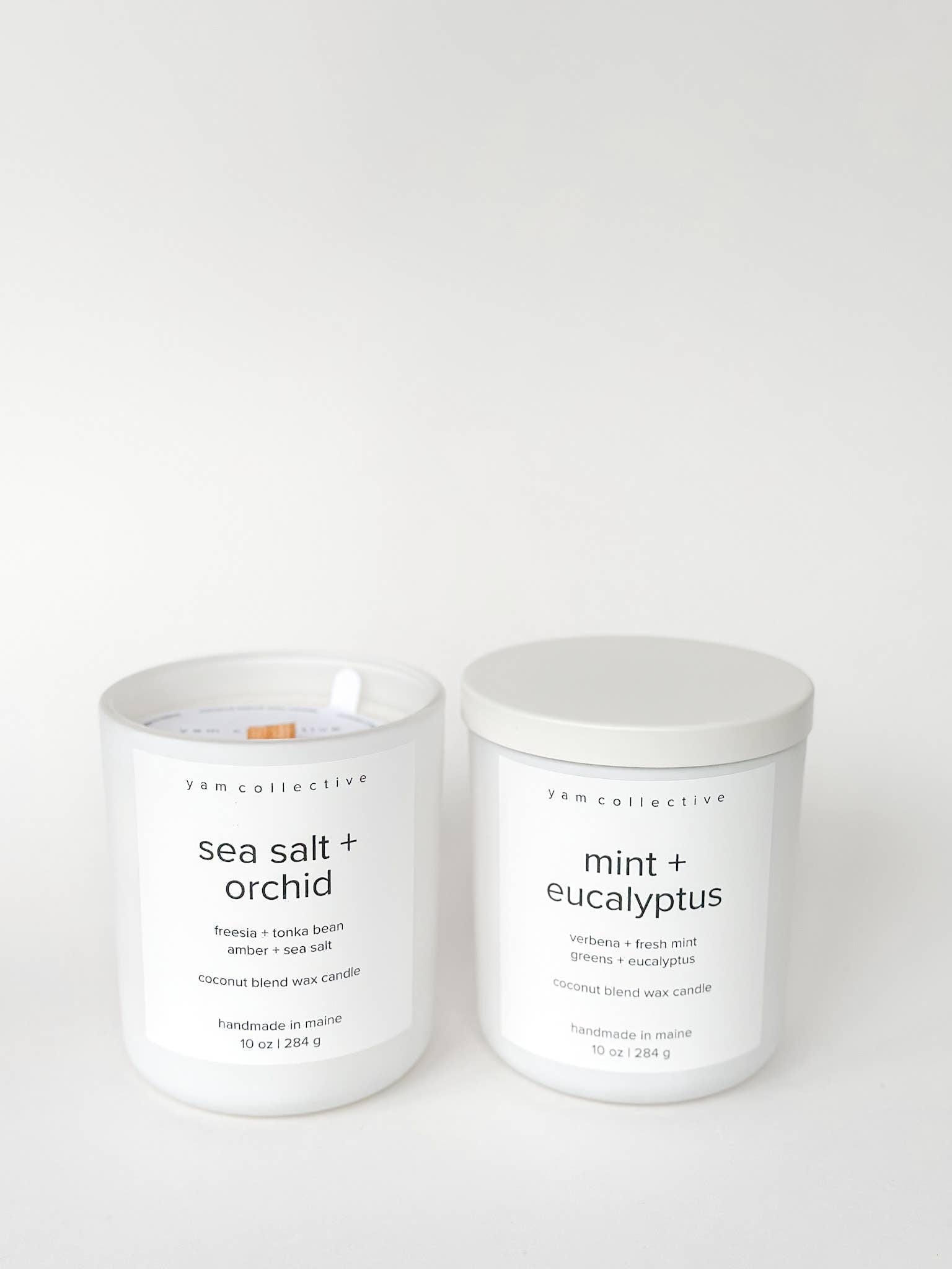 yam collective - Tide - 10 oz Cedar + Jasmine Matte White Glass Candle - The Look and Co