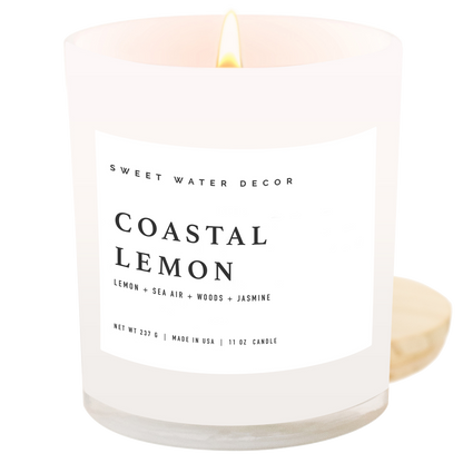 Sweet Water Decor - Coastal Lemon 11 oz Soy Candle - Home Decor &amp; Gifts