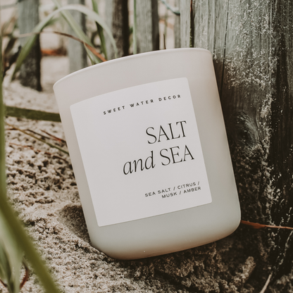 Sweet Water Decor - Salt and Sea 15 oz Soy Candle, Matte Jar -  Home Decor
