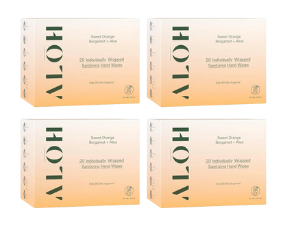 Aloh Sweet Orange Bergamot + Aloe Individually Wrapped Sanitizing Hand Wipes