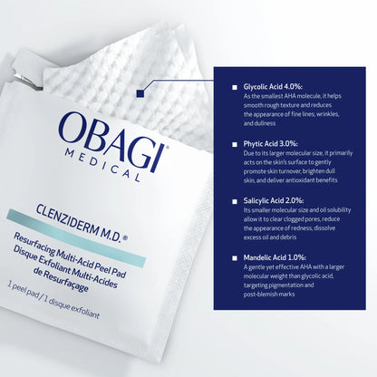 Obagi CLENZIDERM M.D.® Resurfacing Multi-Acid Peel Pads