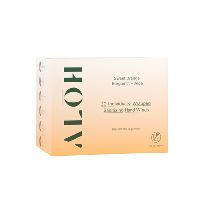 Aloh Sweet Orange Bergamot + Aloe Individually Wrapped Sanitizing Hand Wipes