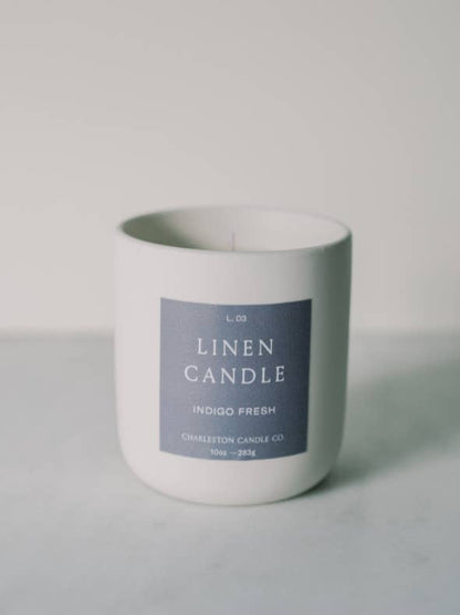 Charleston Candle Co. - L.03 Indigo Fresh Linen Candle - The Look and Co