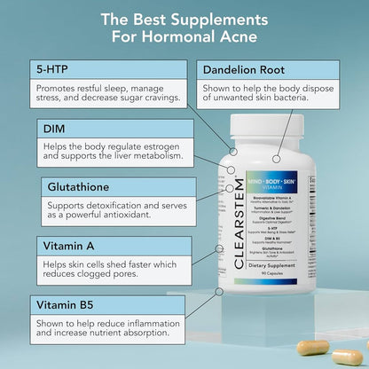 CLEARSTEM MINDBODYSKIN Hormonal Acne Supplement – 90 Capsule - The Look and Co
