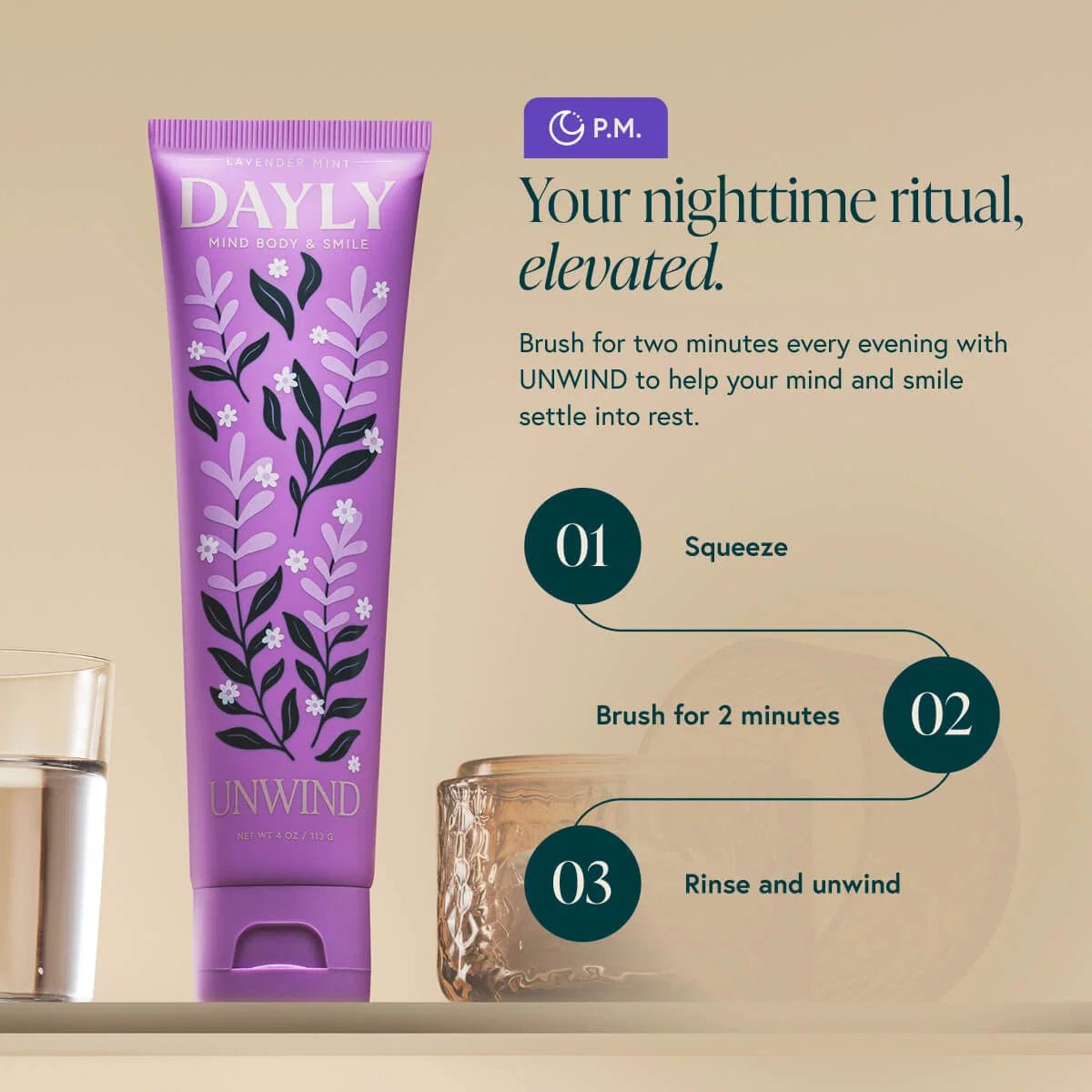 Dayly Unwind Toothpaste - PM Adult - The Look and Co