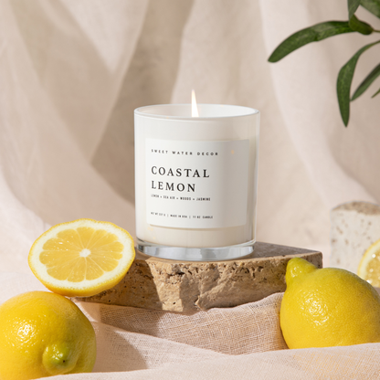 Sweet Water Decor - Coastal Lemon 11 oz Soy Candle - Home Decor &amp; Gifts