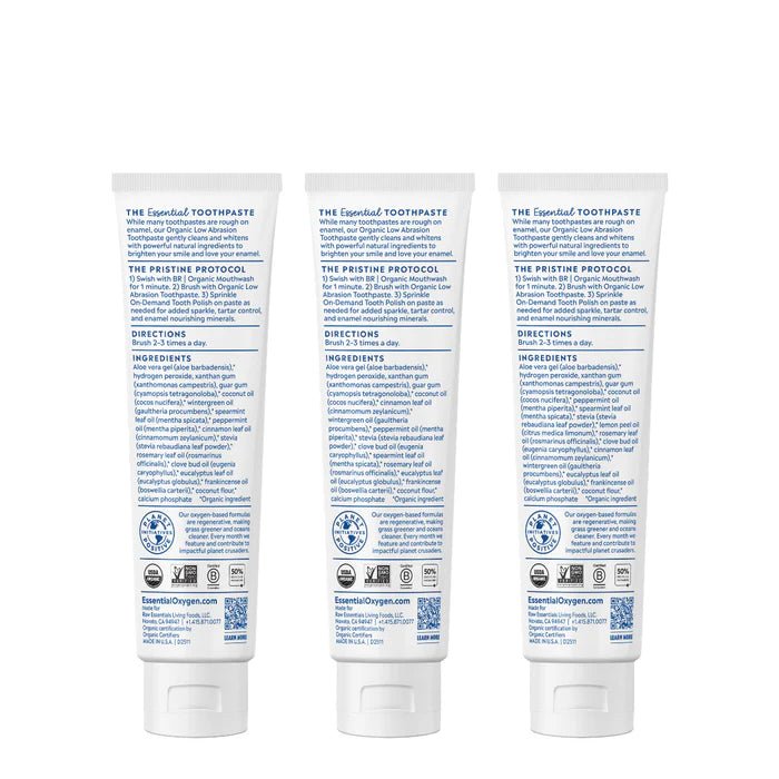 Essential Oxygen Organic Low Abrasion Toothpaste - The Look and Co