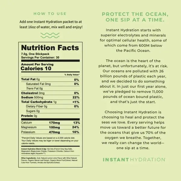 Instant Hydration - Premium Electrolyte Drink Mix: Lemon Lime - The Look and Co