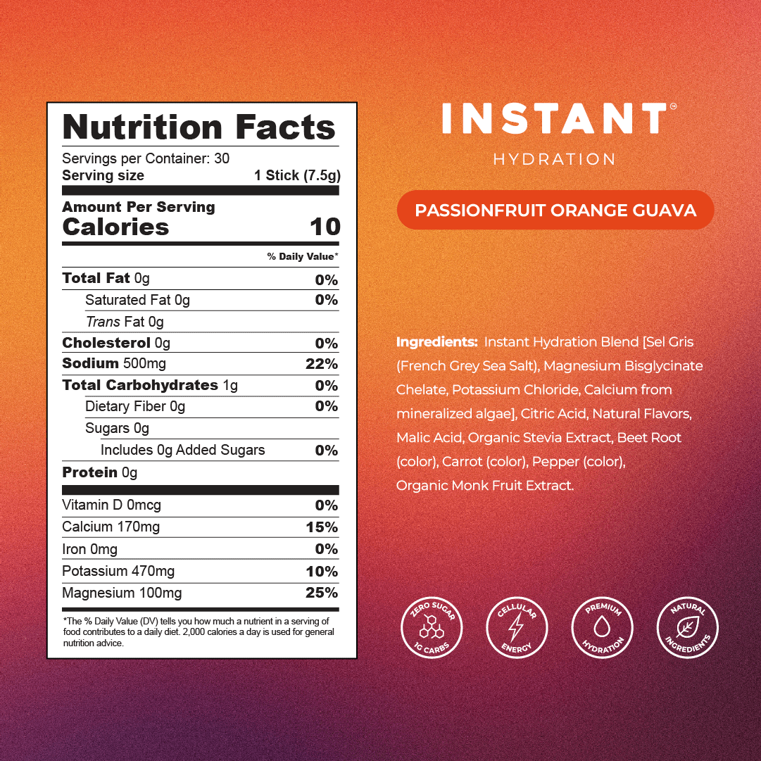 Instant Hydration - Premium Electrolyte Drink Mix: Passionfruit Orange Guava - The Look and Co