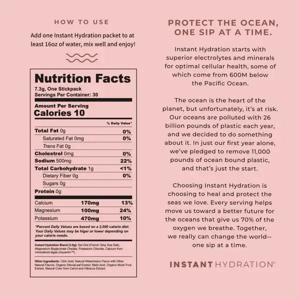 Instant Hydration - Premium Electrolyte Drink Mix: Watermelon - The Look and Co