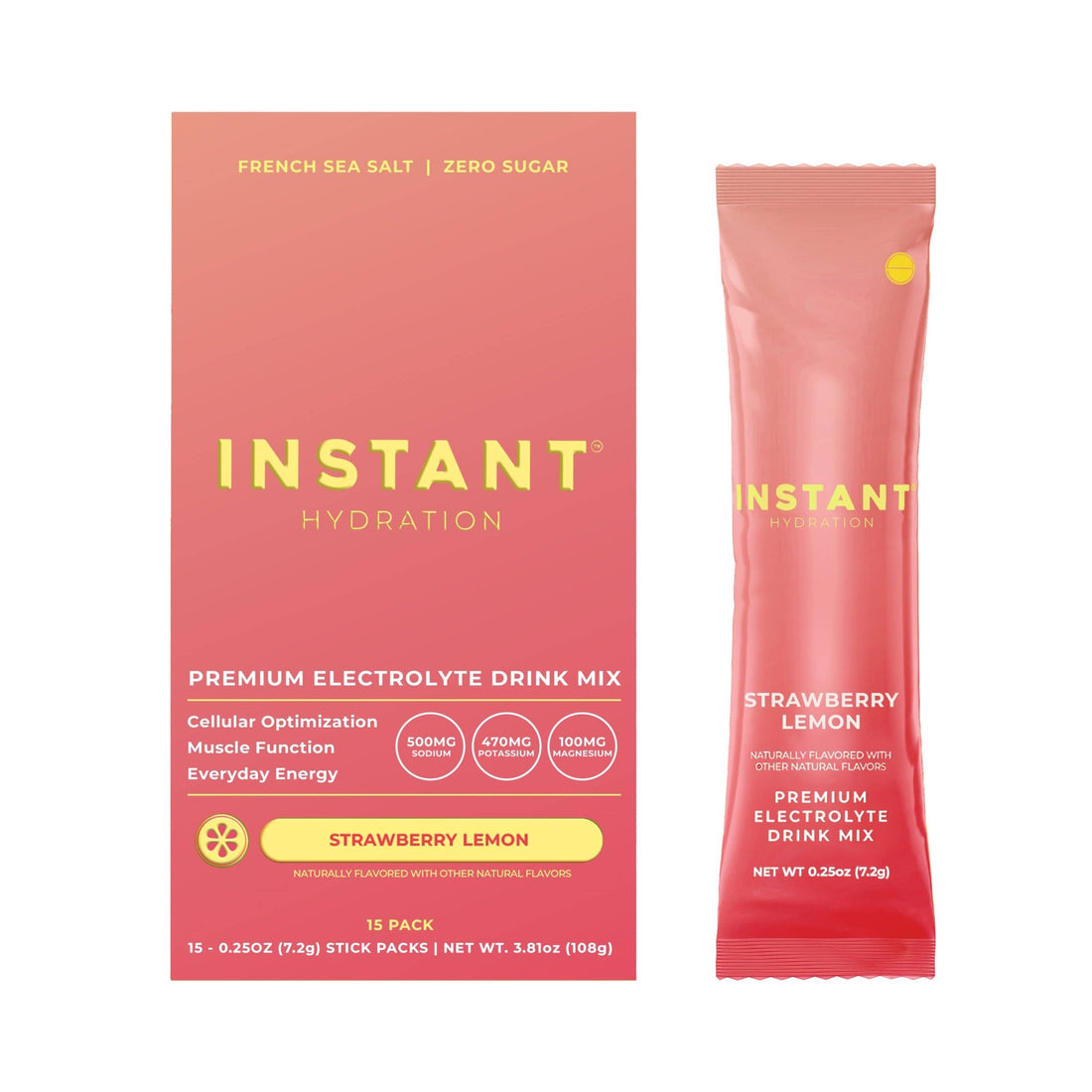 Instant Hydration - Premium Electrolyte Mix: Strawberry Lemon 15ct - The Look and Co