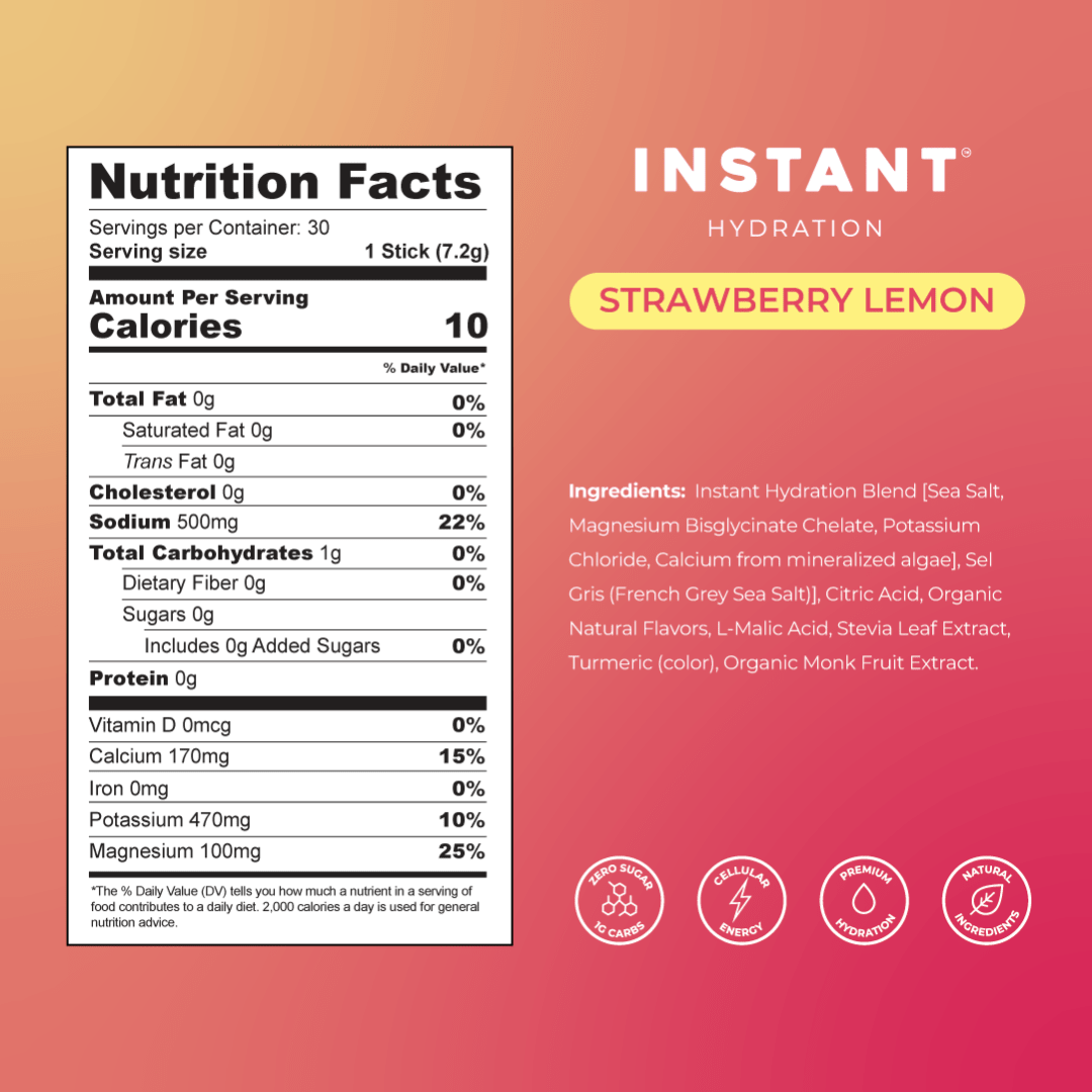Instant Hydration - Premium Electrolyte Mix: Strawberry Lemon - The Look and Co