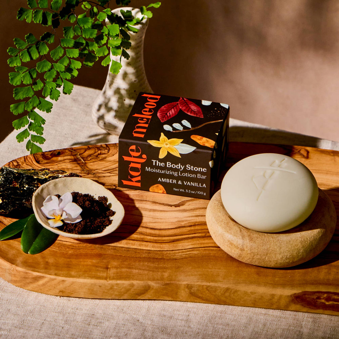 Kate McLeod - Amber &amp; Vanilla Body Stone | Deep Moisturizing Lotion Bar - The Look and Co
