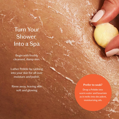 Kate McLeod - Amber &amp; Vanilla Pebble | Deep Moisturizing Bath &amp; Shower Oil - The Look and Co